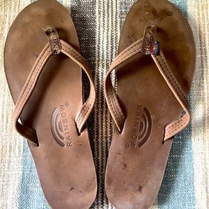 Rainbow thin strap flip flops. Only worn once.